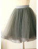 Gray Satin Sash Tulle Knee Length Tutu Skirt